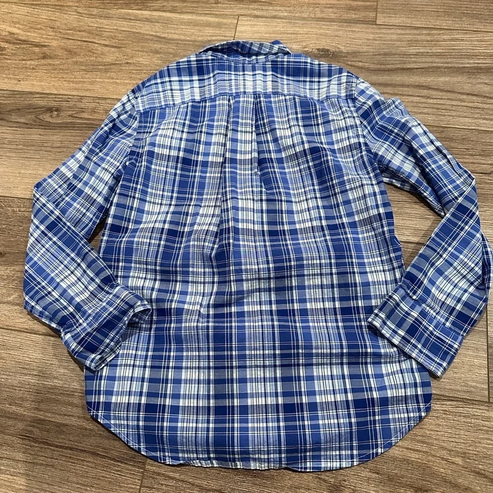 Ralph Lauren Boy’s 8 Blue and White Plaid Cotton Poplin Shirt